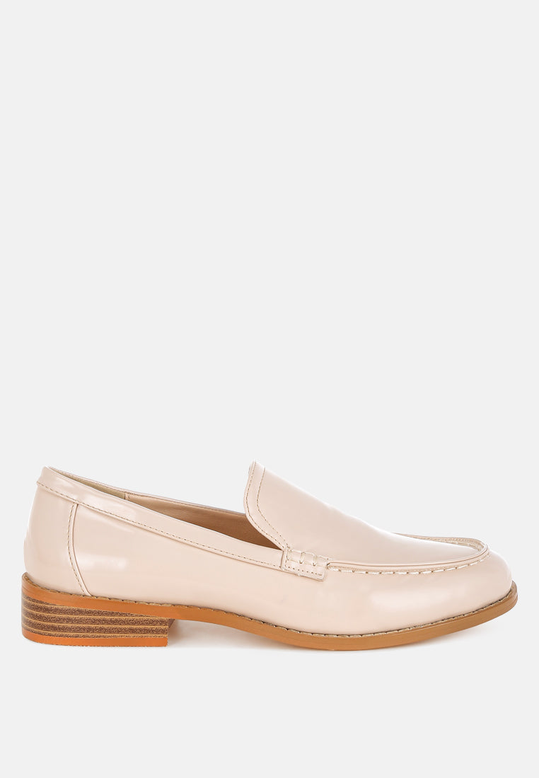 corleone pleather stacked heel loafers#color_beige