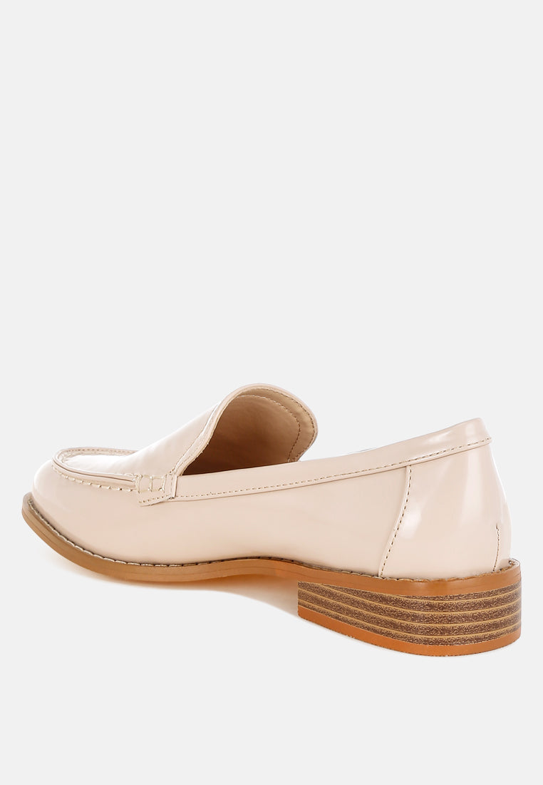 corleone pleather stacked heel loafers#color_beige