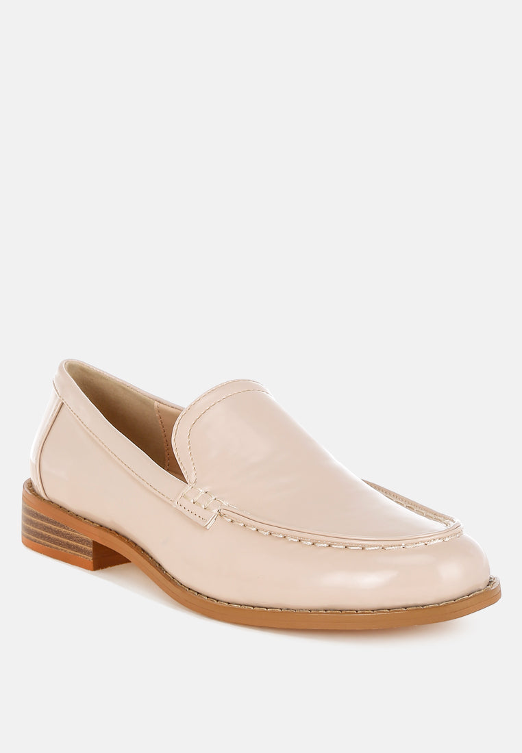 corleone pleather stacked heel loafers#color_beige