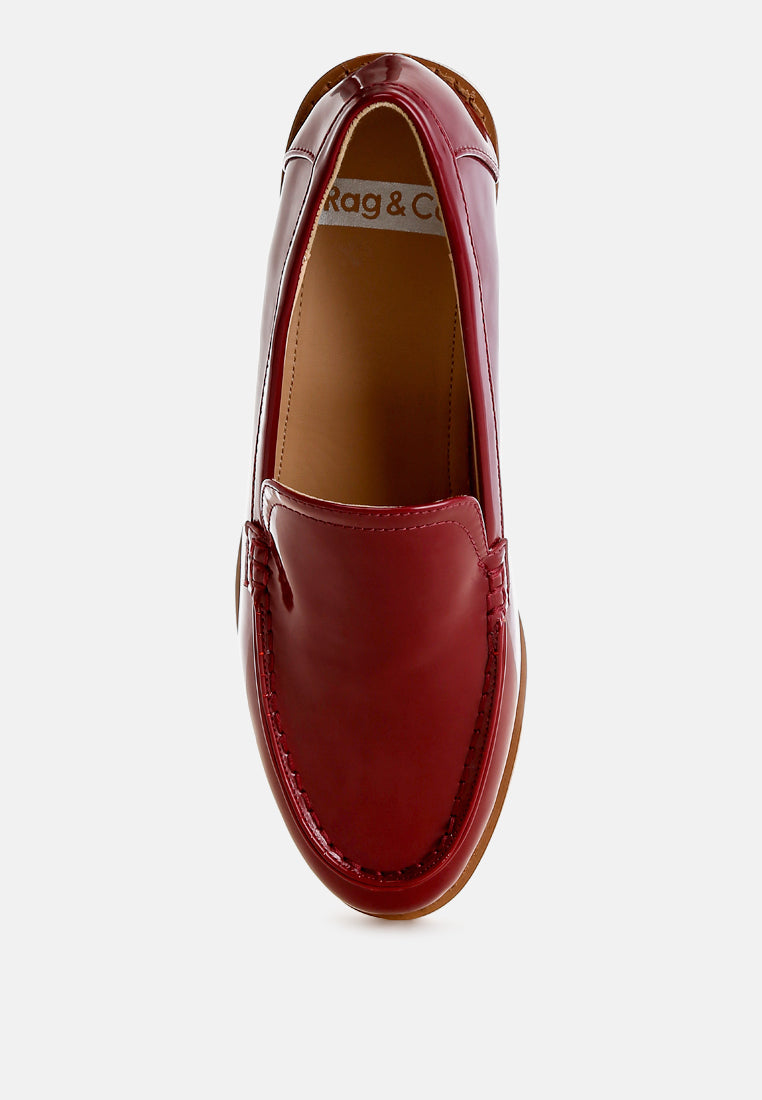 corleone pleather stacked heel loafers#color_burgundy