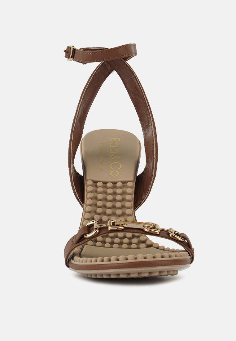 DAENERYS Mocca Horsebit Embellished Sandals#color_mocca