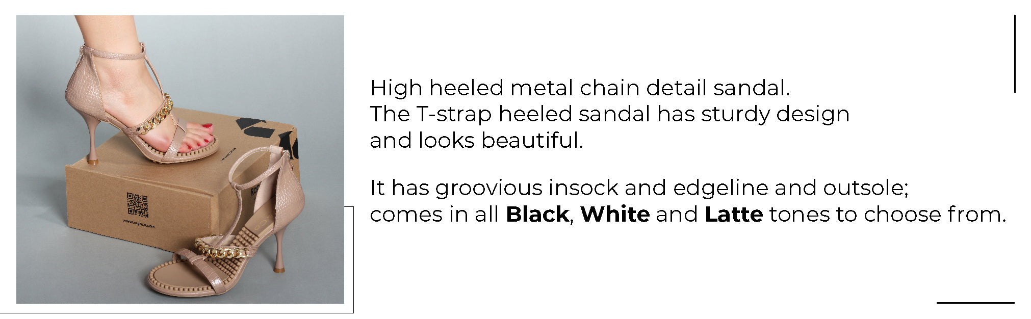 DAKOTA Metal Chain Embellishment Sandals in Black