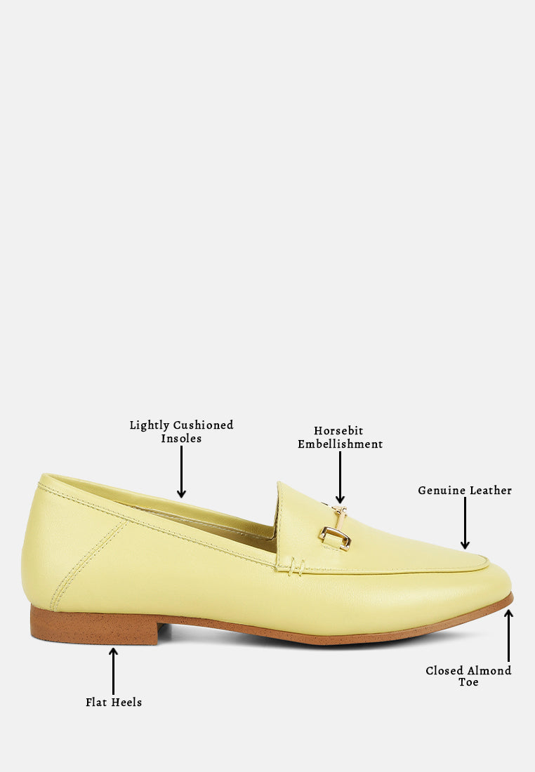 DARETH Horsebit Flat Heel Loafers in Yellow#color_yellow