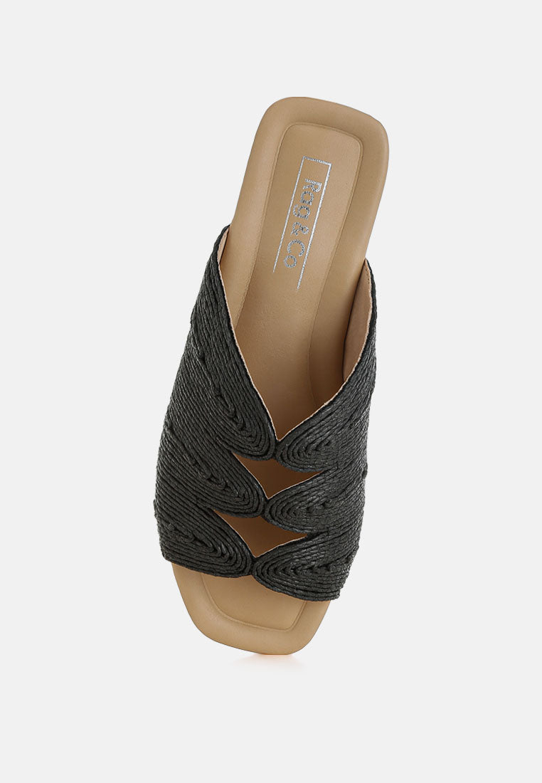 daisy doe raffia square toe flats#color_black