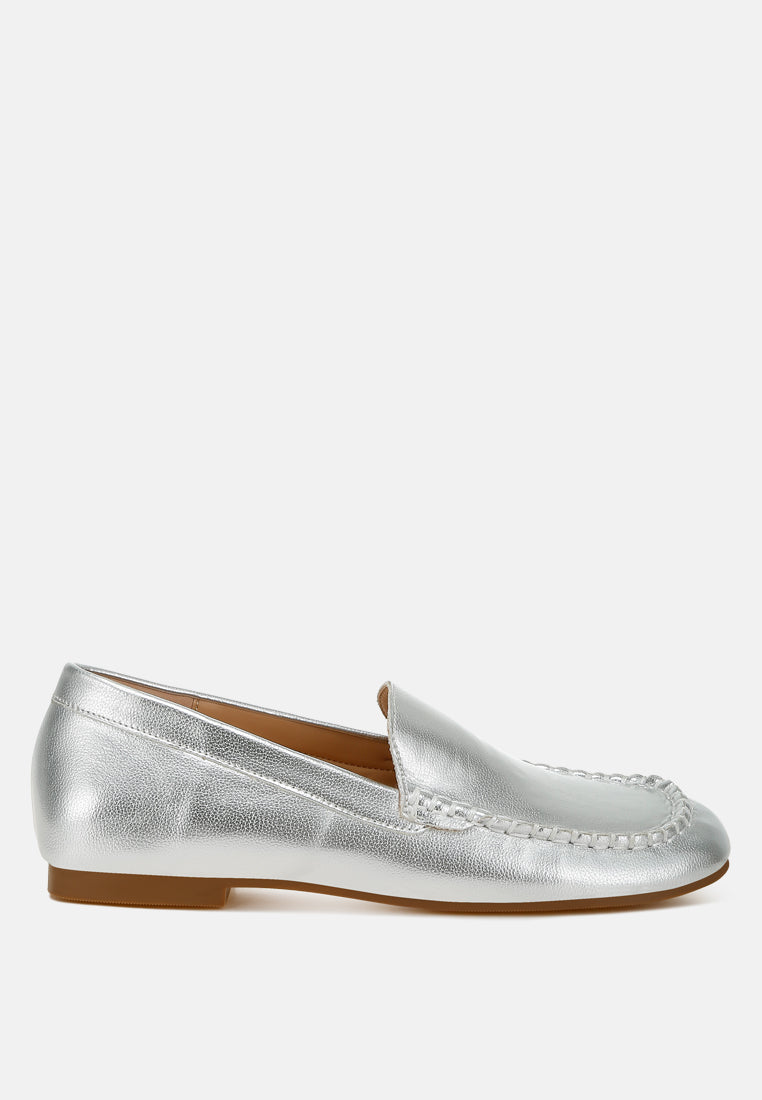 dama metallic pleather loafers#color_silver