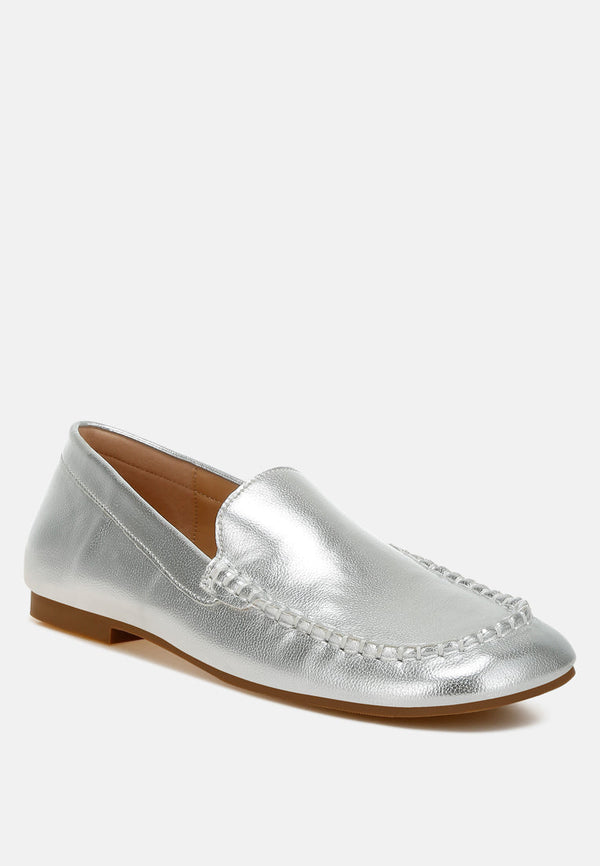 dama metallic pleather loafers#color_silver