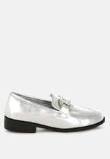 dendron diamante horsebit metallic loafers#color_silver