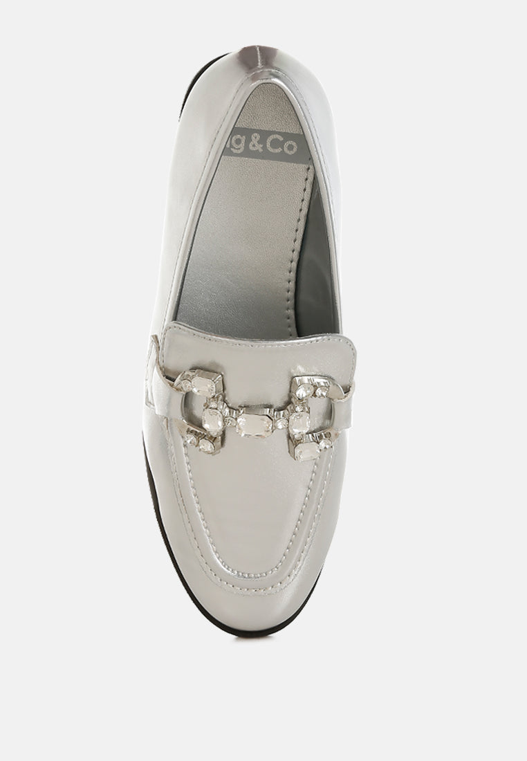 dendron diamante horsebit metallic loafers#color_silver