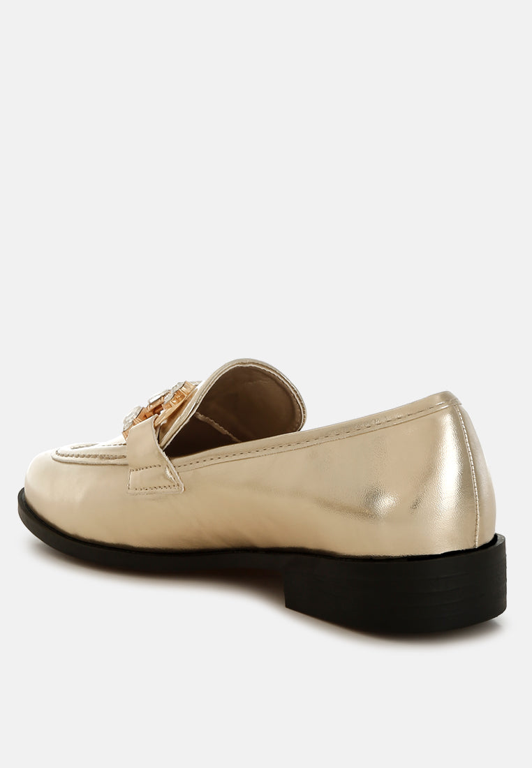 dendron diamante horsebit metallic loafers#color_gold