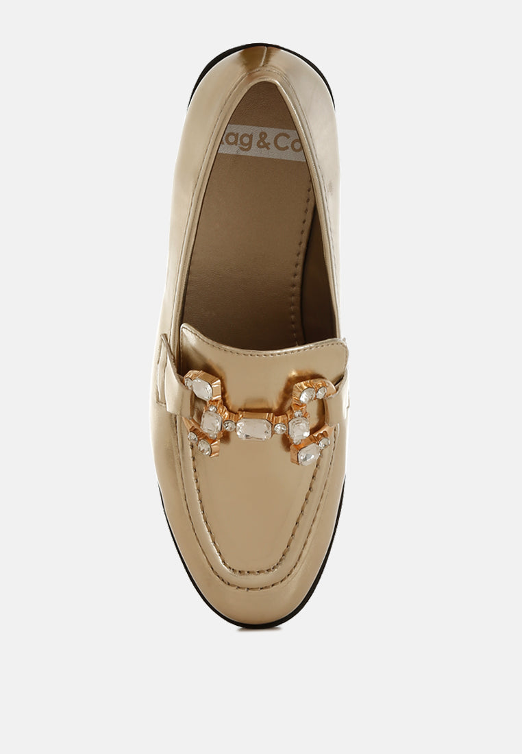 dendron diamante horsebit metallic loafers#color_gold