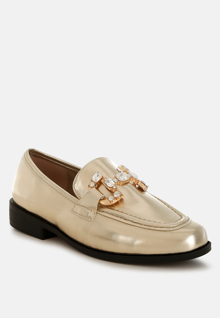 dendron diamante horsebit metallic loafers#color_gold