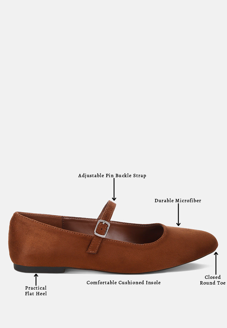 jobal mary jane ballet flats#color_brown-microfiber