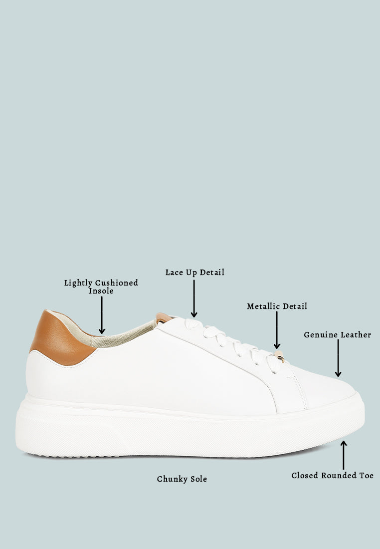 SCHICK  Lace Up Leather Sneakers in White Tan#color_White Tan 