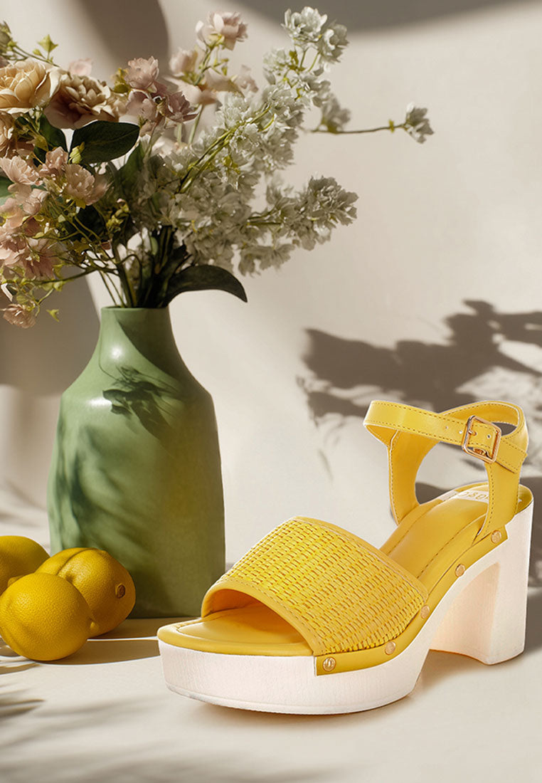 mazaro raffia chunky sandals#color_yellow