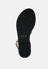 EMMETH Studs Embellished Black Flat Gladiator Sandals#color_black