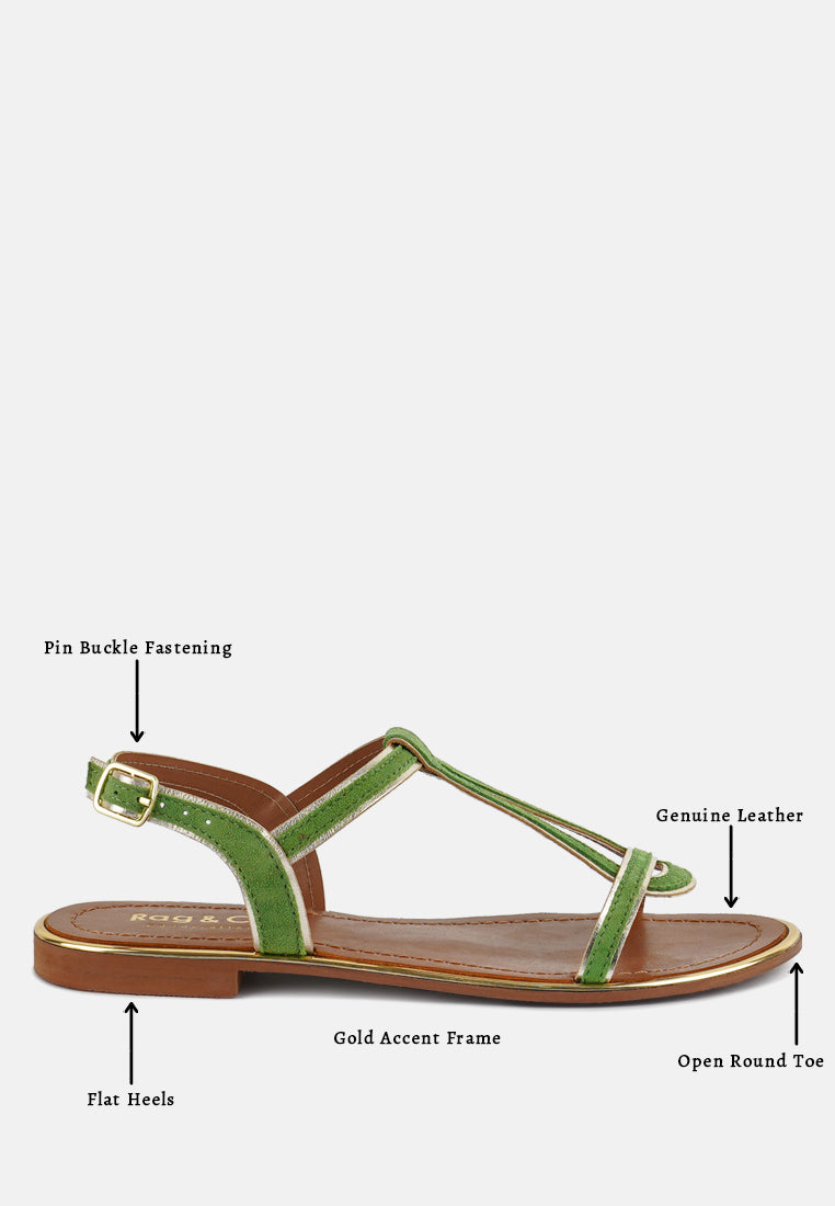 FEODORA Green Flat Slip-on Sandals#color_green