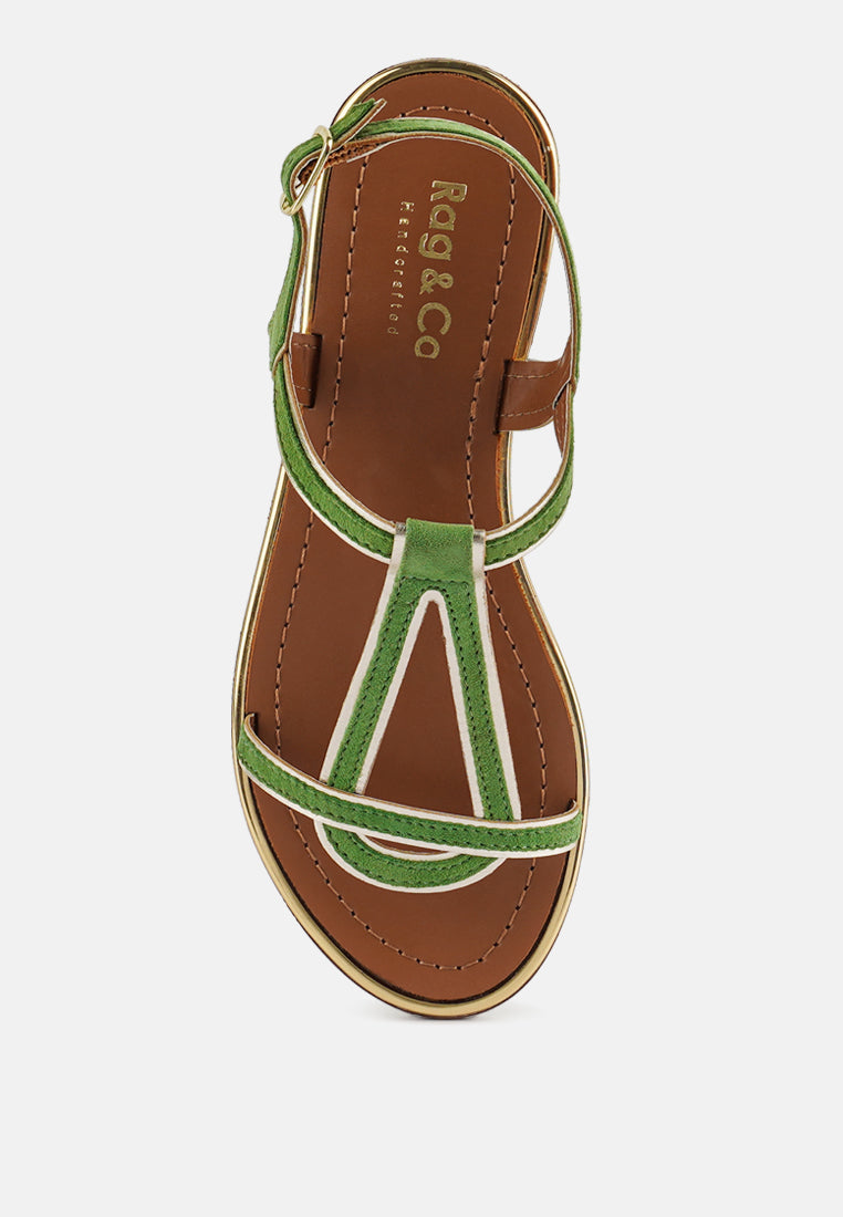 FEODORA Green Flat Slip-on Sandals#color_green