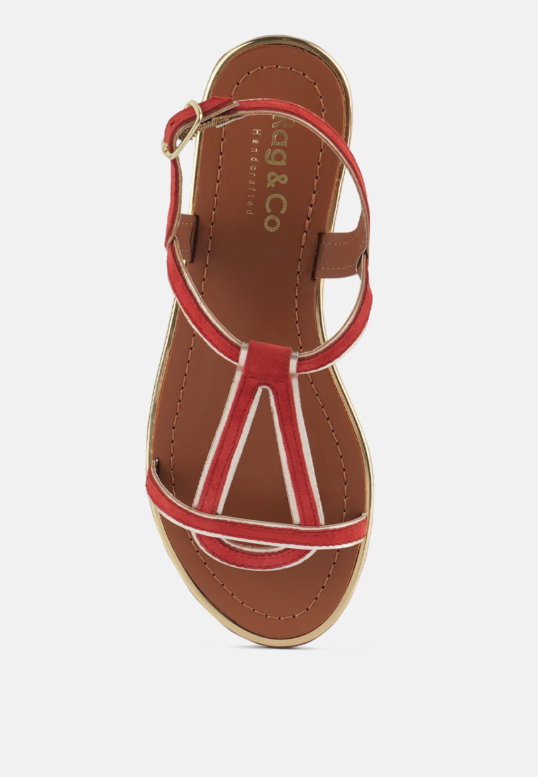 FEODORA Red Flat Slip-on Sandals#color_red