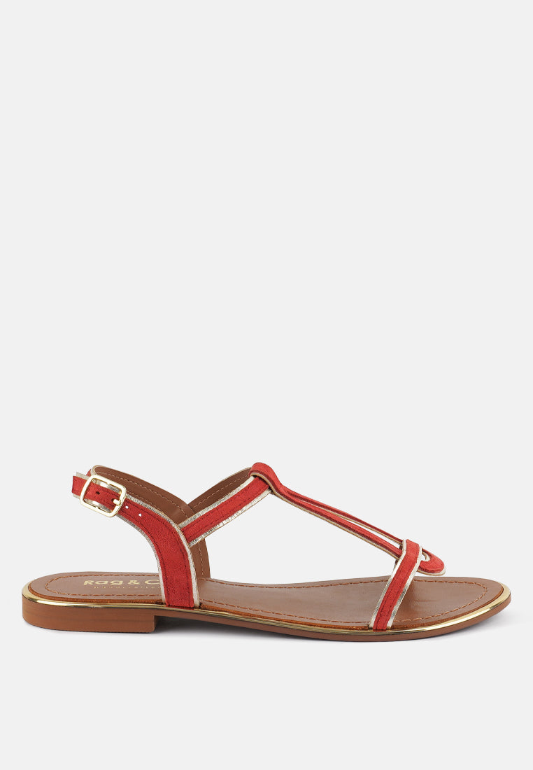 FEODORA Red Flat Slip-on Sandals#color_red