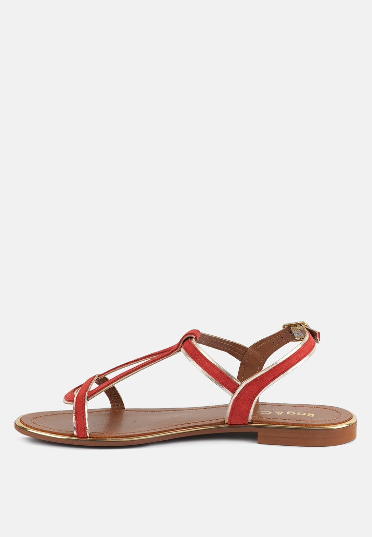 FEODORA Red Flat Slip-on Sandals#color_red