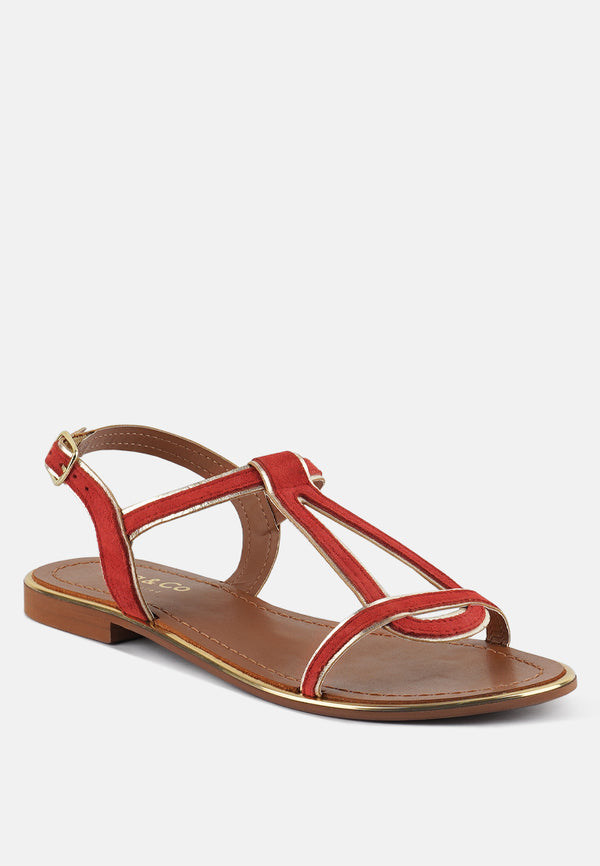 FEODORA Red Flat Slip-on Sandals#color_red