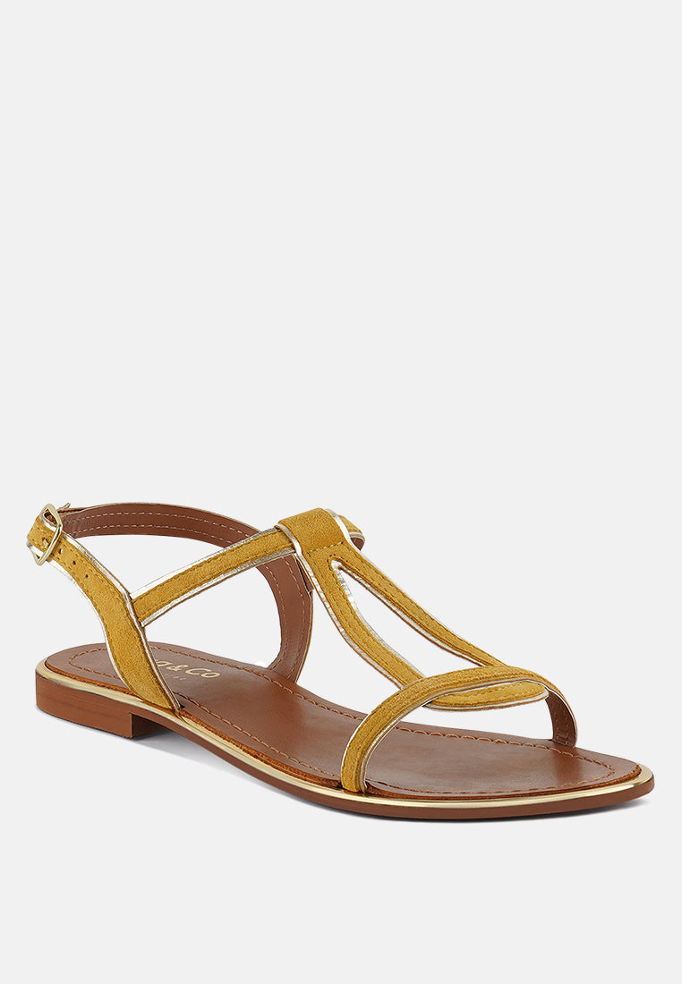 FEODORA Yellow Flat Slip-on Sandals#color_yellow