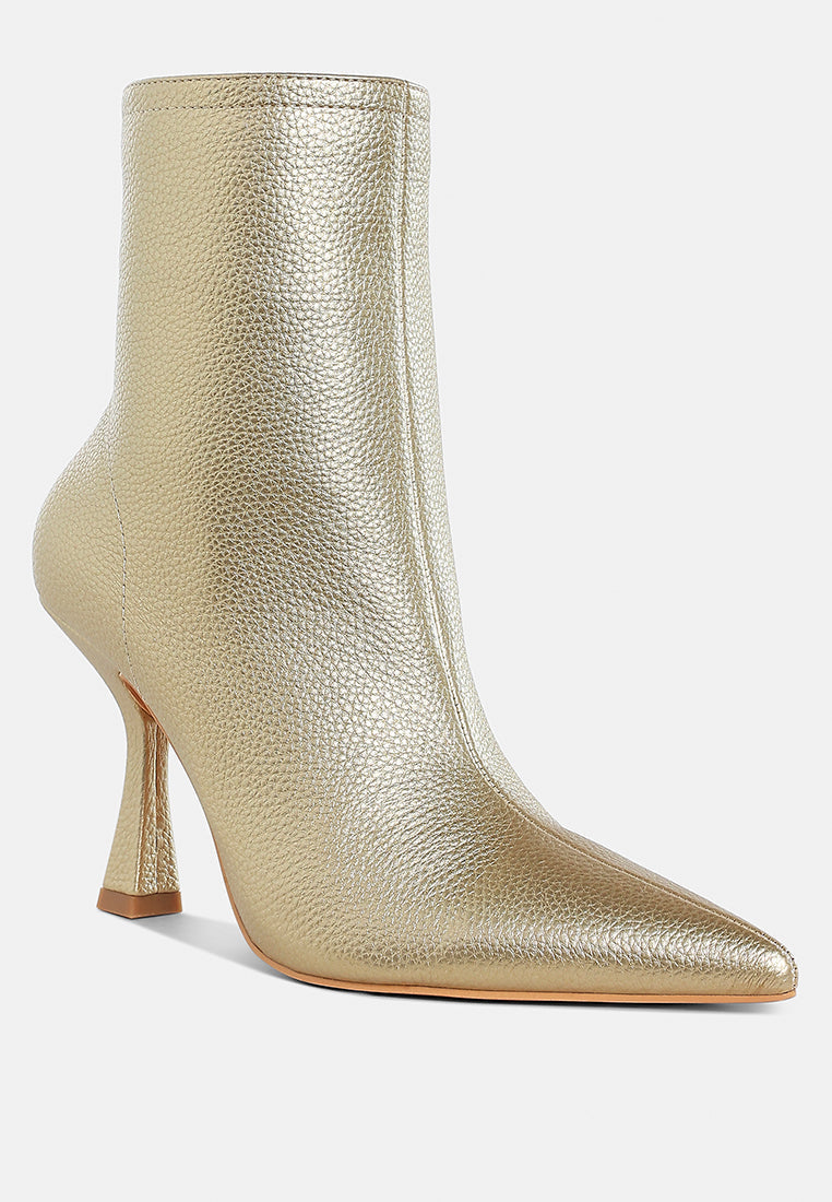 farnak metallic pointed toe ankle boots#color_gold