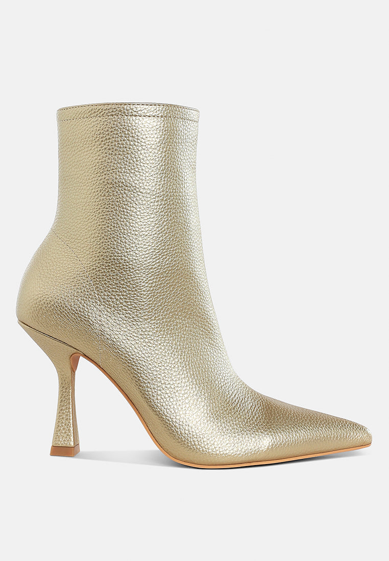 farnak metallic pointed toe ankle boots#color_gold