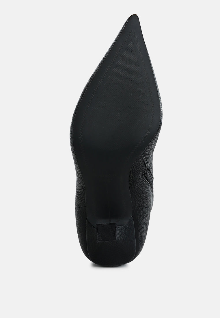 farnak pleather pointed toe ankle boots#color_black