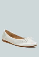 fearless satin bow embellished ballerinas#color_white