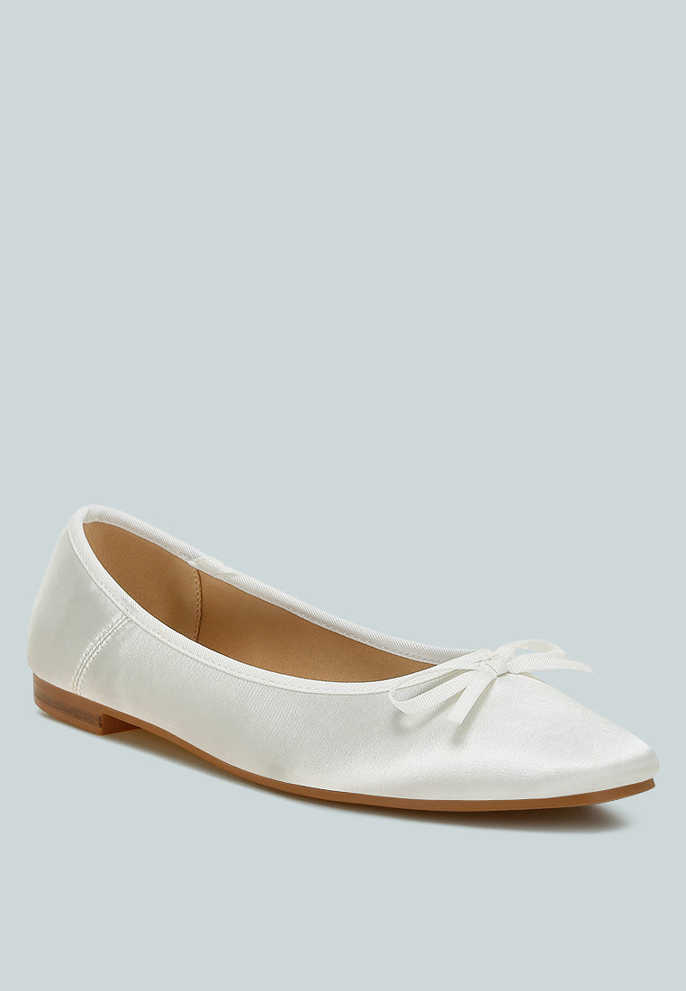 fearless satin bow embellished ballerinas#color_white