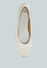 fearless satin bow embellished ballerinas#color_white