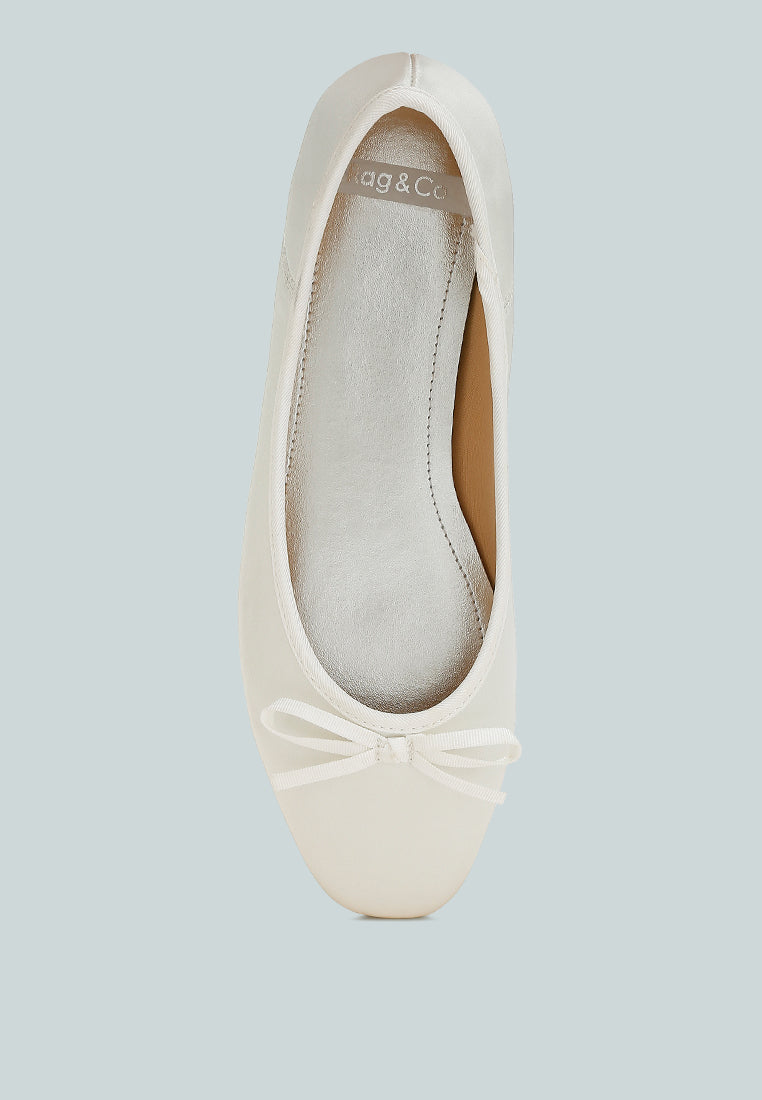 fearless satin bow embellished ballerinas#color_white