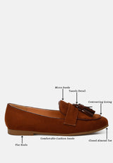 folklore micro suede tassel loafers#color_brown