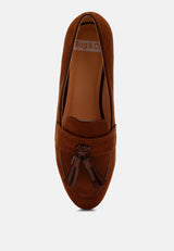 folklore micro suede tassel loafers#color_brown