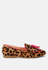 folklore micro suede tassel loafers#color_leopard