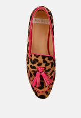 folklore micro suede tassel loafers#color_leopard