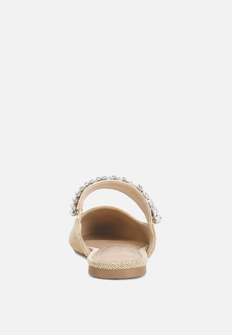 GEODE Pearl Embellished Slip On Mules#color_beige