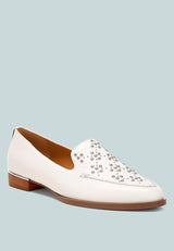 gabassi studded genuine leather loafers#color_white