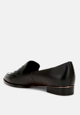 gabassi studded genuine leather loafers#color_black