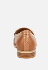 HOLDA Horsebit Embelished Loafers With Stitch Detail#color_tan
