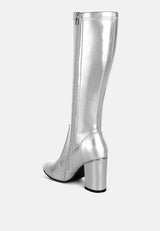 halara metallic pleather long boots#color_silver