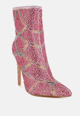 high roller rhinestones embellished stiletto boots#color_fuchsia