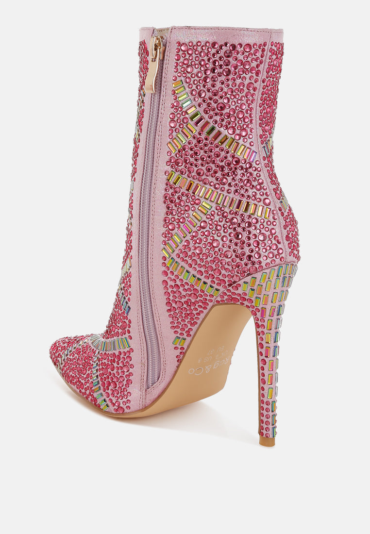 high roller rhinestones embellished stiletto boots#color_fuchsia