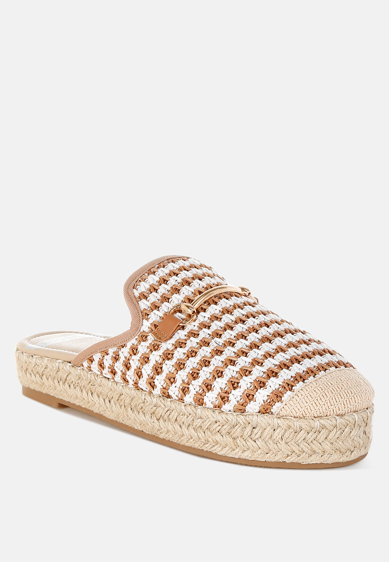 himari raffia slip-on mules#color_brown