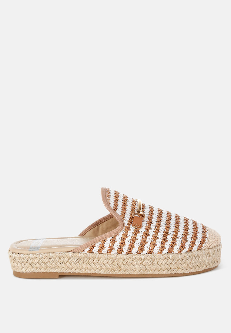 himari raffia slip-on mules#color_brown