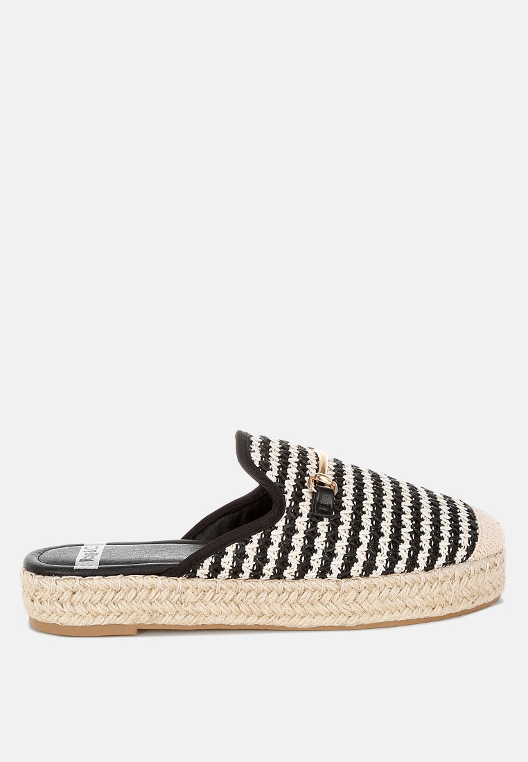 himari raffia slip-on mules#color_black