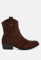 hira studs embellished cowboy boots#color_brown