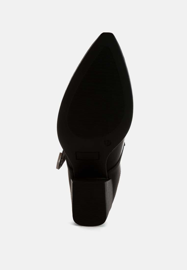 holler carved buckle statement mules#color_black