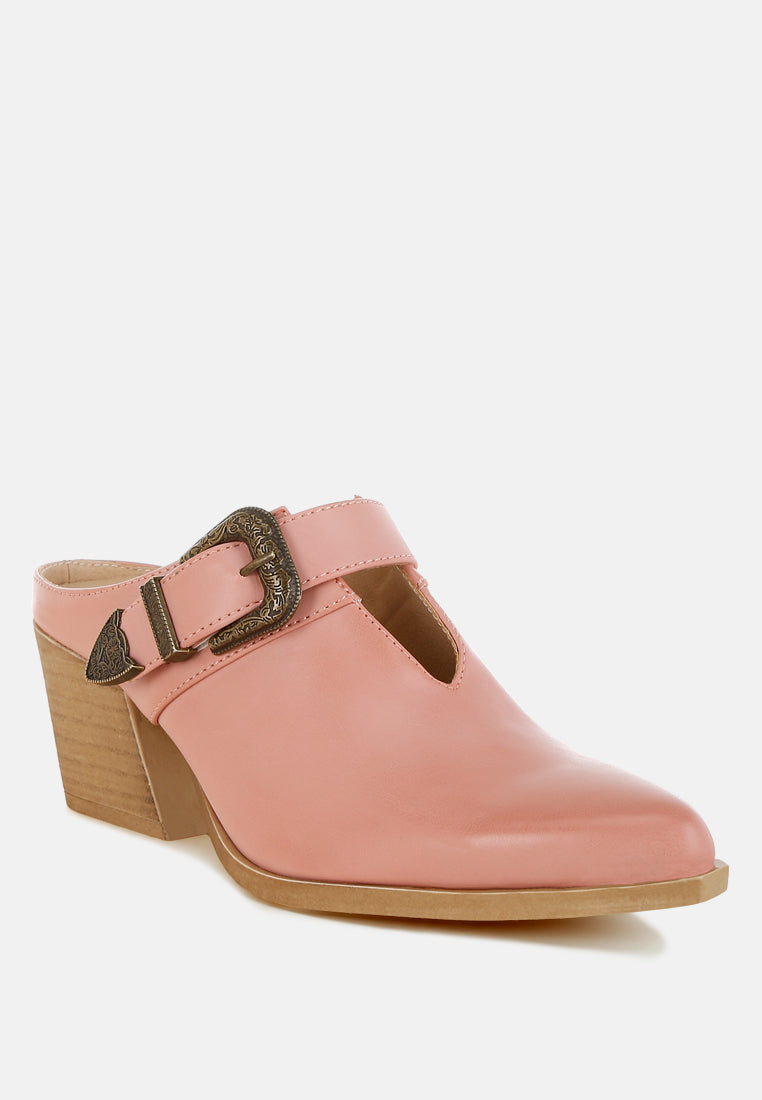 holler carved buckle statement mules#color_pink